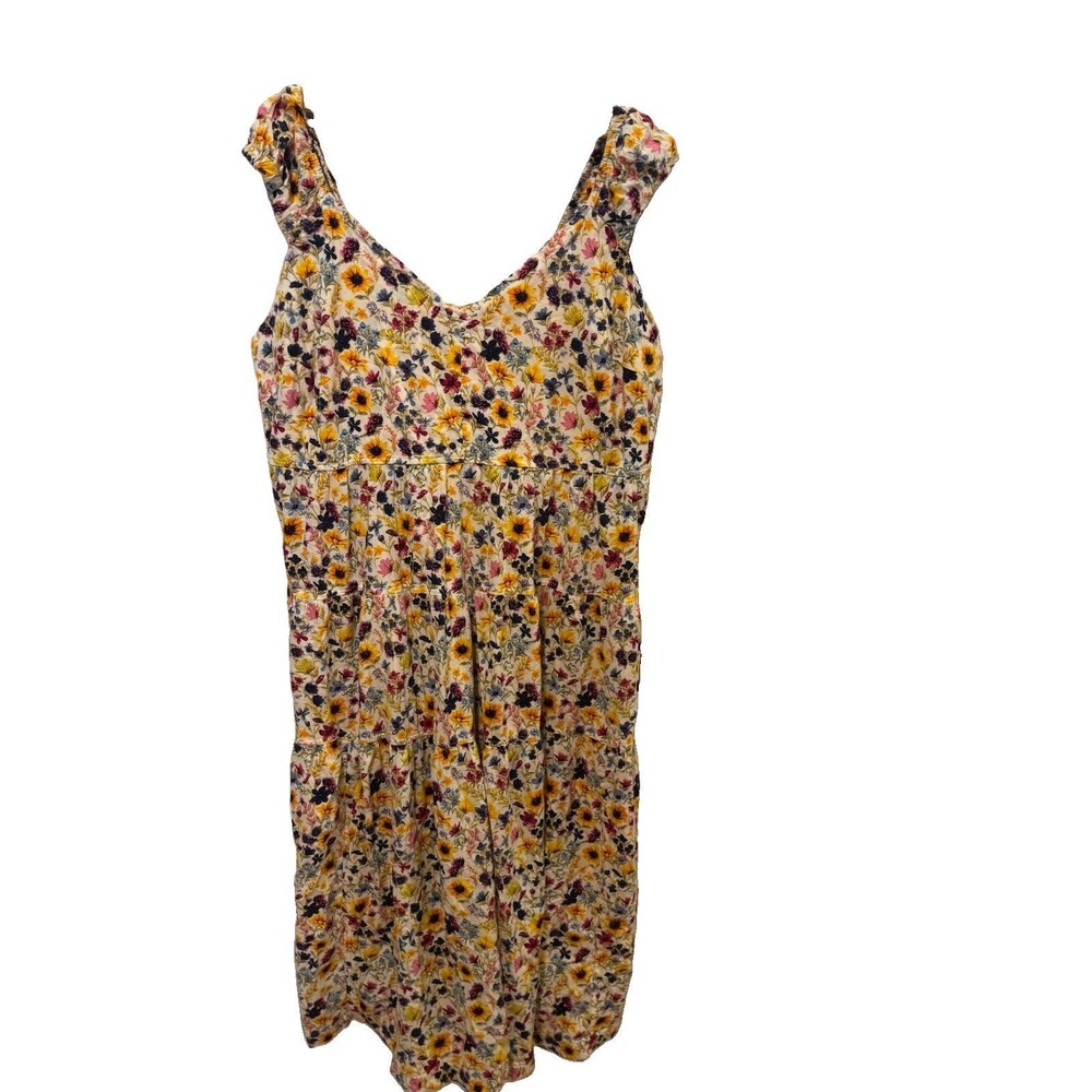Old Navy Floral V-Neck Smocked Ruffle Hem Maxi Dress Cap Sleeve M